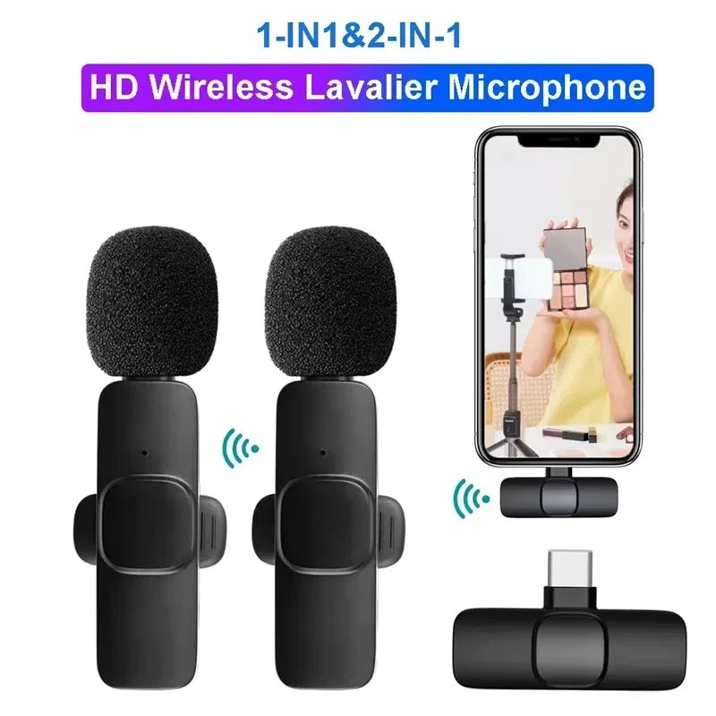 Wireless Lavalier Microphone – Noise-Cancelling Clip-On Mic for Live Streaming, YouTube, TikTok, Facebook Live – Compatible with iPhone & Android