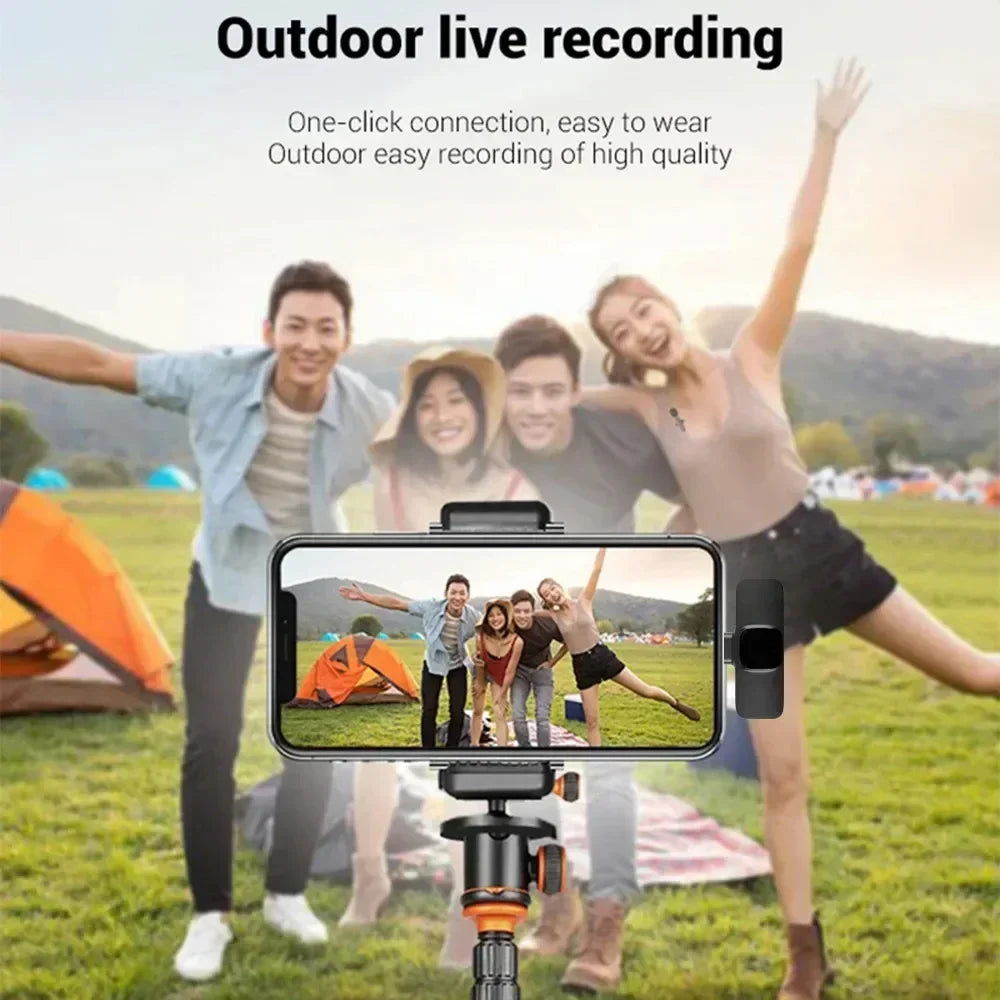 Wireless Lavalier Microphone – Noise-Cancelling Clip-On Mic for Live Streaming, YouTube, TikTok, Facebook Live – Compatible with iPhone & Android